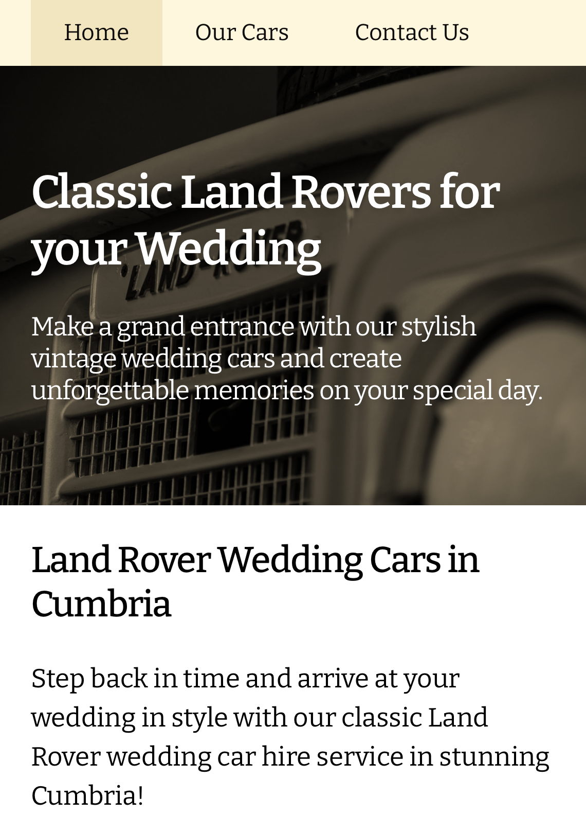 landrover-weddings.co.uk screenshot